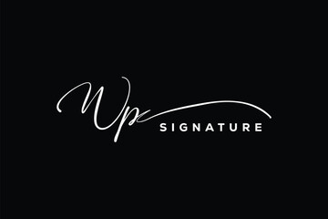 Fototapeta na wymiar WP initials Handwriting signature logo. WP Hand drawn Calligraphy lettering Vector. WP letter real estate, beauty, photography letter logo design.