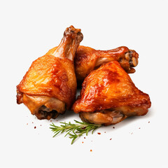 roasted chicken leg pieces on transparent background created with Generative Ai