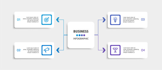 Business infographic design template with 4 options, steps or processes. Can be used for workflow layout, diagram, annual report, web design