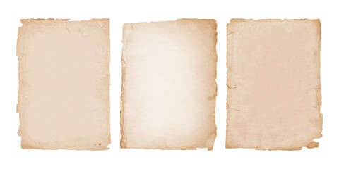 Vintage antique old paper sheets with ripped edges. The texture of vintage paper or parchment