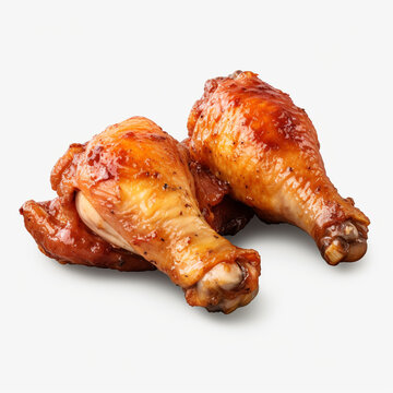 roasted chicken leg pieces on transparent background created with Generative Ai