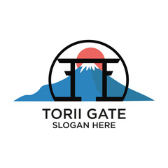 Torii gate logo design simple concept Premium Vector