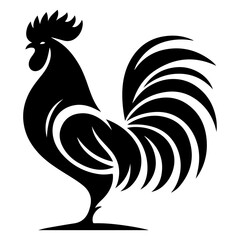 Rooster vector silhouette black color, Chicken vector silhouette, isolated white background