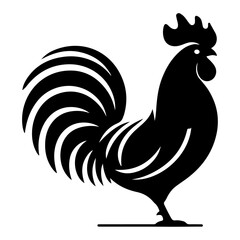 Rooster vector silhouette black color, Chicken vector silhouette, isolated white background
