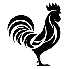 Rooster vector silhouette black color, Chicken vector silhouette, isolated white background