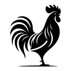 Rooster vector silhouette black color, Chicken vector silhouette, isolated white background