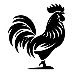 Rooster vector silhouette black color, Chicken vector silhouette, isolated white background