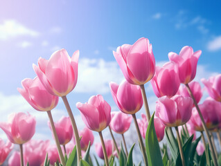 pink tulips in spring