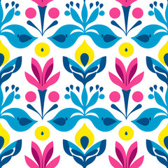 Floral, seamless pattern, colorful flowers on light background. Design for wallpaper, fabric, textile, home decor, stationery, scrapbooking,  decoupage