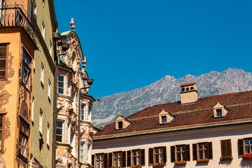 Old buildings on a sunny summer day at Innsbruck, Tyrol, Austria