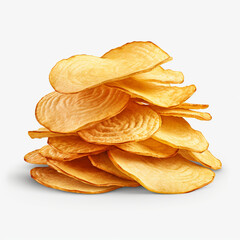 pile of potato chips on transparent background created with Generative Ai
