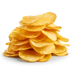 pile of potato chips on transparent background created with Generative Ai
