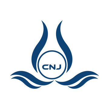 CNJ letter water drop icon design with white background in illustrator, CNJ Monogram logo design for entrepreneur and business.
