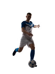 Football  player kicks the soccer ball ready to the match © alphaspirit