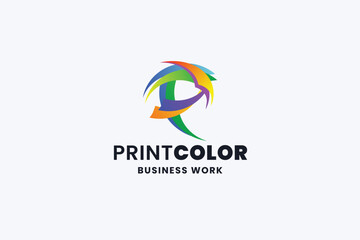 Print Color Letter P Logo
