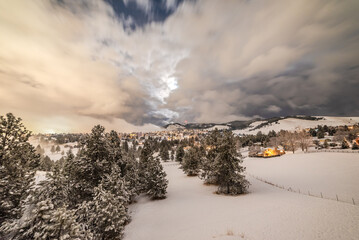 Fresh Snow Over Suburban Community