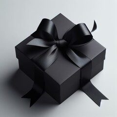 black gift box with ribbon