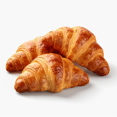 fresh crispy croissants isolated on transparent background created with Generative Ai