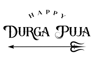 Happy Durga Puja lettering hindu festival vector illustration.