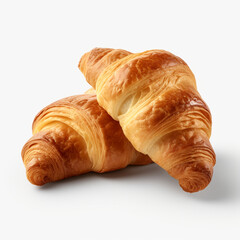 fresh crispy croissants isolated on transparent background created with Generative Ai
