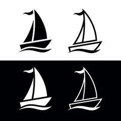 Ship or vessel icon. Symbol of travel and navigation. Attribute of pirates or navy. Vehicle.
