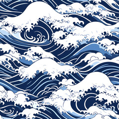 Japanese wave, seamless pattern. Marine design for wallpaper, fabric, textile, home decor, stationery, scrapbooking,  decoupage