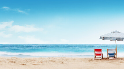 Naklejka premium Holidays at the beach background banner with space for text