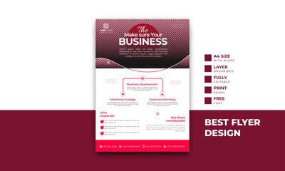 Corporate business flyer template with blue geometric shapes