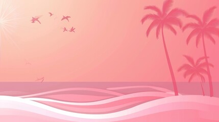 Fototapeta na wymiar gradient pink wavy tropical theme background