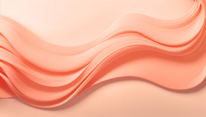 Peach fuzz, the trendy color of 2024, adorning silky waves that flow with grace