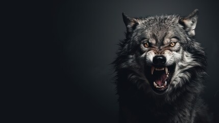 a close up of a wolf's face with it's mouth open and it's mouth wide open, with it's mouth wide open wide open. - obrazy, fototapety, plakaty