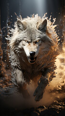 Aggressive Grey Wolf in the Wild