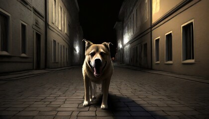 angry big dog on a dark city street generation ai