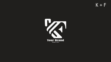 The K and F logo design combined is suitable for brand logos, K and F letter logos