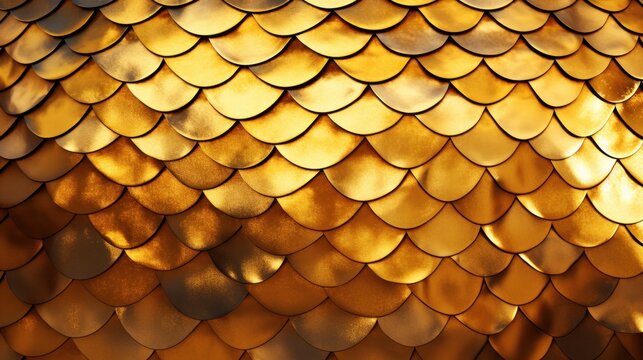  a close up view of a shiny gold fish scale pattern on a surface that looks like it could be used as a background or wallpaper for a backdrop or backdrop.