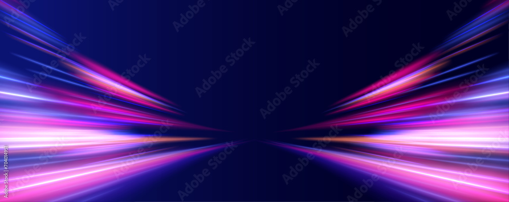 Poster abstract background in blue and purple neon glow colors. vector blue glowing lines air flow effect. 