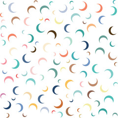 Seamless pattern multicolor half moon isolated on white background vector illustration