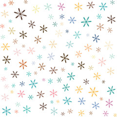 Pattern with multicolor asterisk star flower isolated on white background vector illustration