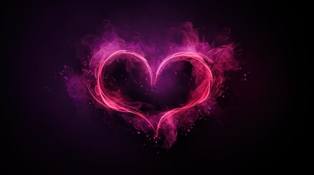  a heart shape made of pink smoke on a black background with a black background and a red and pink smoke in the shape of a heart on a black background.