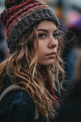 activist person in the city square