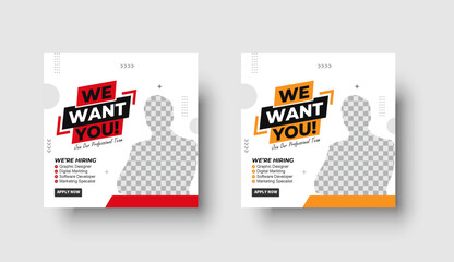 We are hiring job vacancy social media post or square web banner template design
