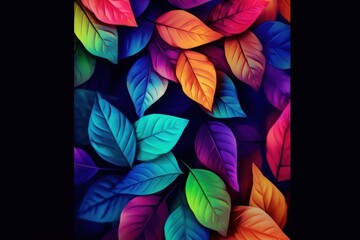 a phone case with colorful leaves on the front and side of the phone, and a black background with a rainbow colored leaves on the back of the phone case.