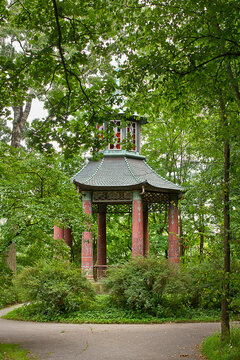 Chinese gazebo in the park.17th century Wilanow Palace  in Warsaw, Poland