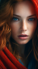 Graceful Woman with Freckles. Freckled Beauty