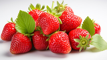 Fresh strawberries isolated on white background
