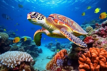 Naklejka premium turtle swimming