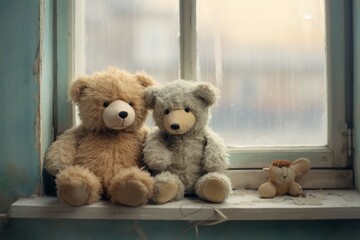 teddy bear on the window