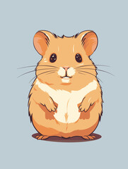 vector ilustration of hamster or guinea pig, risograph of roar hamster, vibrant color, angry hamster or guinea pig in vector illustration style