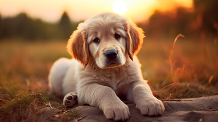 Happy little  puppy dog