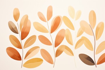  a picture of a group of leaves on a white background with orange and brown leaves on the left side of the picture and on the right side of the picture is a white background.